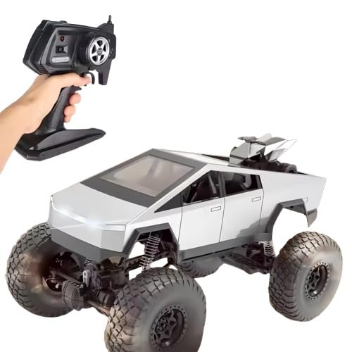 RC Cyber Truck 1:8 Scale with Model Cyberquad, 4WD Off-Road Remote Control Truck with LED Lights, Dual Motors, 2 Batteries, Rechargeable Alloy Body, All-Terrain RC Model - RC Monster Cybertruck