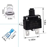 mxuteuk 5Pcs 20Amp Circuit Breakers Push Button Manual Reset 125/250V AC 32V DC,Overload Protector Switch Thermal Circuit Breakers with Quick Connect Terminals and Waterproof Button Caps ST1-5-20A