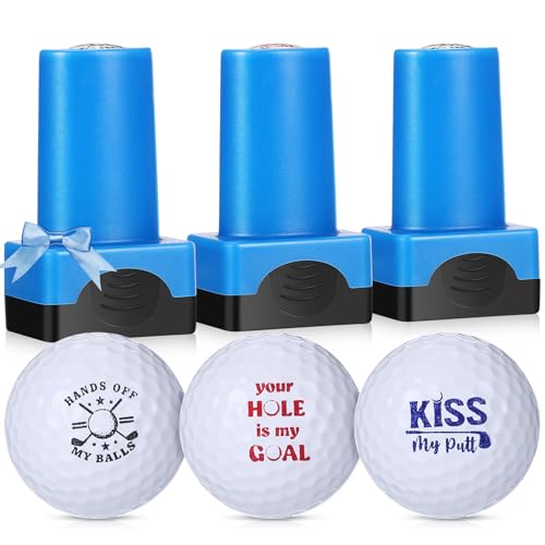 Moinchore 3 Pack Golf Ball Stamp Self-Inking Golf Ball Stamp Markers Reusable Golf Ball Marking Tool to Identify Golf Balls for Golfer Gift Golfing Accessories