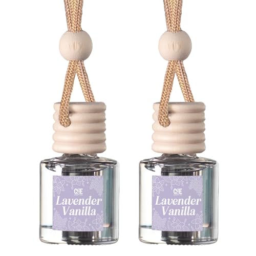 CE Craft Car Air Hanging Fragrance Oil Diffuser – Car Air Freshener Diffuser for Essential Oils - Scents Fragrance Aromatherapy Automobile Diffuser - Long Lasting - Lavender Vanilla - 2 Pack