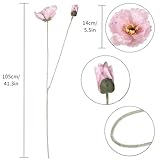 Fqueelvys Poppy Flowers Artificial,6PCS Pink Silk Poppies 35.43in Fake Long Stem Flowers for Tall Vase Wedding Party Home Decor(Light Pink)