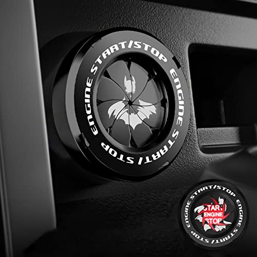 Tybasthe Rotary Push Start Button Cover, Bat Man Car Accessories Engine Start Stop Button Cover, Car Stickers Interior Decor, Motorcycle Ignition Key Switch Cover, Black