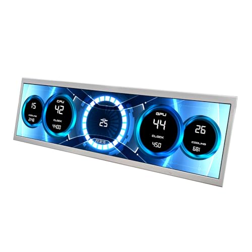 VSDISPLAY 14.5 Inch White LCD Monitor 2560x720 2K Resolution USB-C Stretched Bar Display for Computer PC Case GPU CPU Secondary Screen
