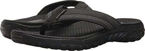 Skechers mens Fit-reggae-cobano Skechers Men s Relaxed Fit Reggae Flip Flop, Black, 10 US