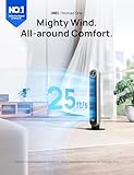 Dreo Tower Fan for Bedroom, 25ft/s Velocity Quiet Floor Fan, 90° Oscillating Fans for Indoors with 4 Speeds, 4 Modes, 8H Timer, Standing Fans, Bladeless Fan, Silver, Nomad One (DR-HTF007)