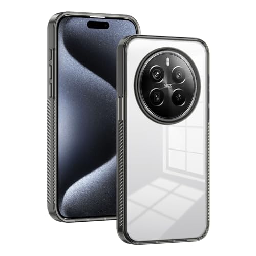 Kukoufey Compatible with Realme 12 Pro+ 5G Case Cover,Compatible with Realme 12 Pro 5G RMX3840 RMX3842 RMX3843 Transparent Hard Acrylic pc Hard Back Plate Shockproof Protective Case Black