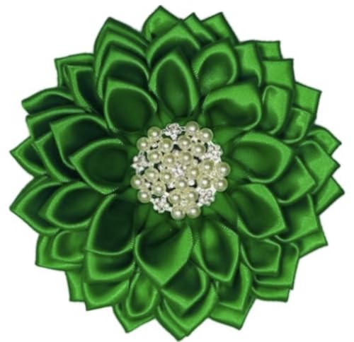Green 4.5" Paraphernalia Flower Brooch Pin for Women, Inspired for LINKS, Iota Phi Lamda Sorority, or AKA Sorority, Conferences, Luncheons
