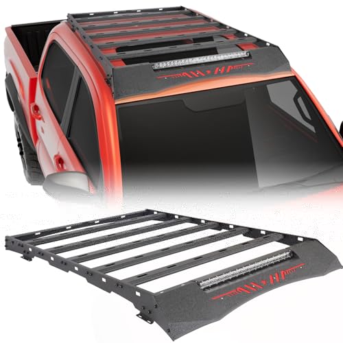 Heavy Duty Top Roof Rack Compatible with 2005-2023 Toyota Tacoma 2nd 3rd Gen Truck (Double Cab Only), Roof Rack Top Basket Cargo Carriers Luggage Storage Holder with 1 x 130W Light Bar