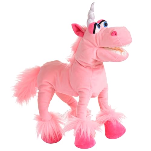 Living Puppets 16-Inch Pink Unicorn Hand Puppet - Fine European Design, Ultra-Soft and Cuddly, Promotes Child Development, Safety Certified, Teacher-Recommended for Boys and Girls
