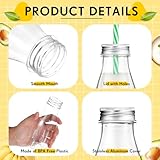 Yinkin 20 Set Plastic Milk Bottles with Straws Metal Lids Clear Plastic Containers for Dairy Milk Party Bottle for Juices Shakes Smoothies(8 oz,Pastel Color)