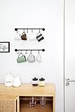 Mkono Mug Holder Wall Mounted Coffee Cup Rack Hanger Modern Metal with 10 Mug Hooks Rustic Utensil Tea Cups Storage Organizer for Kitchen Dining Room Coffee Bar, Set of 2, Black