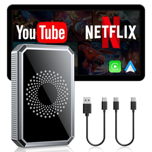 LAMTTO 3-in-1 Magic Video AI Box for Streaming Netflix/YouTube/TikTok, Wireless Carplay Adapter Dongle with USB Drive for OEM Wired Apple Car Play Cars