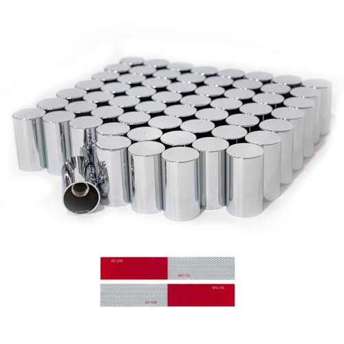60Pcs 33mm Lug Nut Covers Chrome, Semi Trucks Lug Nut Covers ABS Plastic Anti-Rust Screw-on Easy to Install, Nut Caps for Semi Trucks Trailer