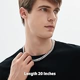 Silver Cuban Link Chains for Men Mens Jewelry for Mens 316l Stainless Steel Chain Necklaces for Man Silver Cuban Chain for Men Women Valentine's Day Gifts for Him Birthday Gift for Man Mens 9mm 20 In