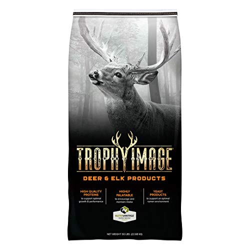 TROPHY IMAGE Deer & Elk Feed 20% Protein | Contains High Protein and Vitamins for Development of Elk Calves and Deer Fawns | 50 Pound Bag