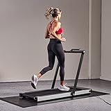 Sunny Health & Fitness Asuna Space Saving Treadmill, Motorized with Low Profile, Speakers & Slim Folding - 8730,Black