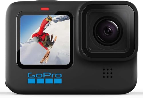 GoPro HERO10 Black - Waterproof Action Camera with Front LCD and Touch Rear Screens, 5.3K60 Ultra HD Video, 23MP Photos, 1080p Live Streaming, Webcam, Stabilization