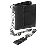 Levi's Men's Trifold Wallet - Sleek and Slim Includes ID Window and Credit Card Holder,Black with Chain