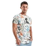 YININF Mens Hipster Hip-Hop Urban Tees - NYC Street Fashion Graffiti Animation Print T-Shirt(210 White XL)