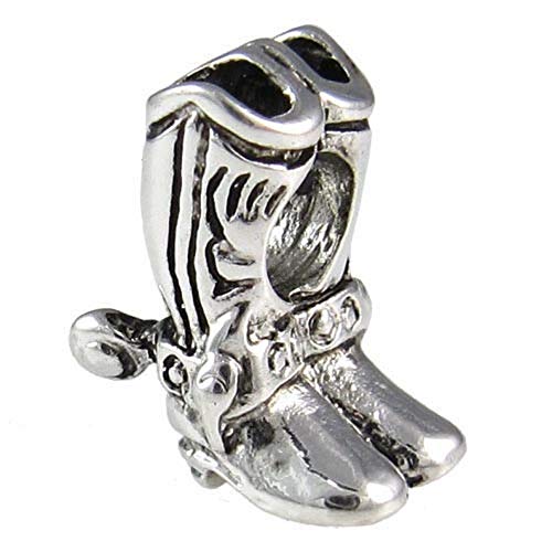 Bolenvi Cowboy Boots Farmer 925 Sterling Silver Charm Bead for Pandora & Similar Charm Bracelets or Necklaces