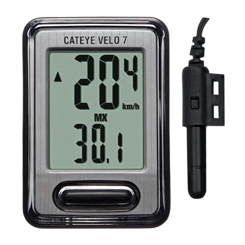 CATEYE Velo 7 Bike Computer – Entry-Level Wired Speedometer Perfect for Beginner Cyclists, Auto Start/Stop, Easy Setup for Road, MTB, Gravel Bikes, 3 Year Battery Life