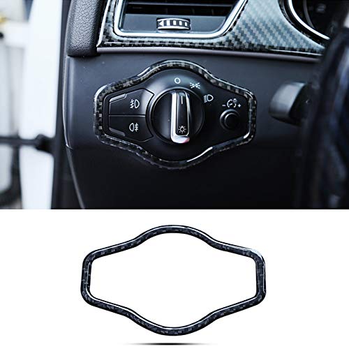 Xotic Tech Headlight Switch Button Frame Cover Trim, Real Carbon Fiber, Compatible with Audi A4 B8 Q5 RS4 S5 2009-2015