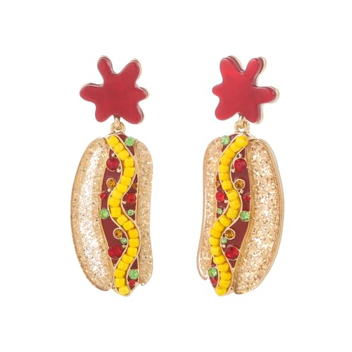 Madison Tyler Colorful Fun Food Earrings Hot Dog Dangle Earrings | Holiday Party Earrings for Women | Summer Beach Earrings Women's Jewelry