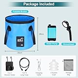 ALIESTFDNO Portable Shower for Camping with 20L / 5.28 Gallons Foldable Bucket, 7800mAh Rechargeable Shower Pump, Outdoor Shower Kit with Digital Display for Hiking, Travel, Car, Pet