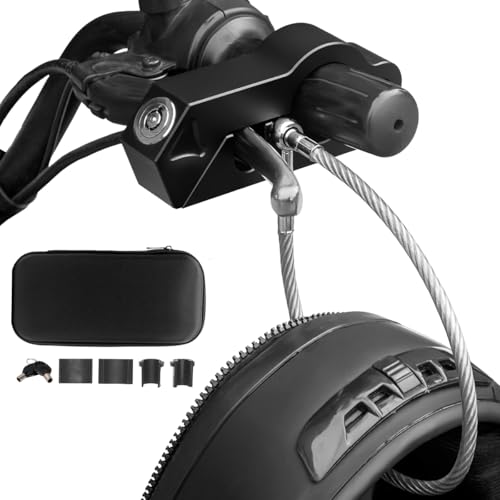 kzinrft Motorcycle Helmet & Handlebar Lock Combo - Anti Theft Brake Lock for 1.3-1.5 Inch Diameter Handlebars - All Tricycle Bike ATV Scooter (Black)