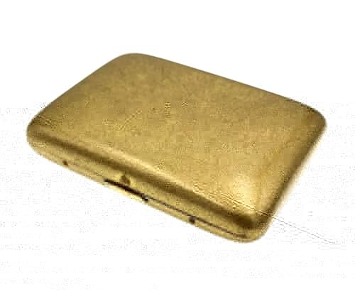 MIAO WU Collectable Vintage Solid Brass Copper Cigarette Case Holder Box,Slim Metal Cigarette Box Gold Cigarette Protector for 16 Regular Cigarettes