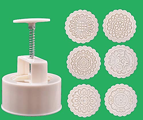 Giftshop12 Mooncake Molds Cookie Cutter Molds Extra Large Round 6 Stamps 250g