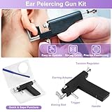 Professional Ear Piercing Gun Kit Reusable Ear Nose Stud Piercing Gun with Piercing Earrings Tool Set Piercer Kit for All Piercing Salon At Home Use-Black