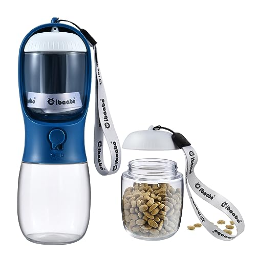 Cibaabo Dog Water Bottle with Food Container, Travel Puppy Water Bowl, Portable Pet Dispenser, Dog Stuff Accessories Items, Puppy Essentials Necessities for Yorkie Chihuahua Cat Walking and Hiking
