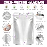 130Pcs Mylar Bags with 500cc Oxygen Absorbers for Food Storage, 15 Mil Thick Long-Term Food Storage Bags in 3 Sizes - 1 Gallon, 2 Quart, 1 Quart - Stand-Up Zipper Resealable & Heat Sealable Bags