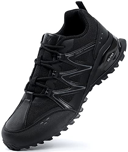 Kricely Men's Walking Shoes Breathable Lightweight Fashion Sneakers Non Slip Sport Gym Jogging Trail Running Shoes（Black 12）