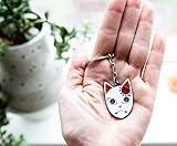 Demon Slayer Tanjiro Kamado Fox Mask Enamel Pendant Keychain | Heavy Duty Car Key Ring Holder Accessories for Backpack, Purse, Lanyard | Anime Manga Gifts and Collectibles