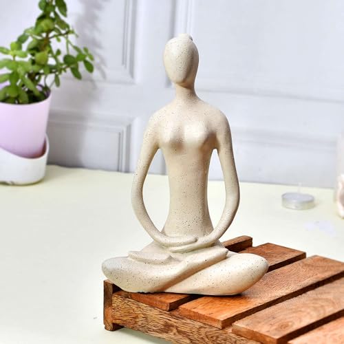 HIGH FIVE DECORE Modern Beige Figurine Shaped Solid Minimalistic Ceramic Figure Showpiece |for Home Decor | Center Table Decorative Item for Living Room, Dining Table, Office, Bedroom | Pack of 1