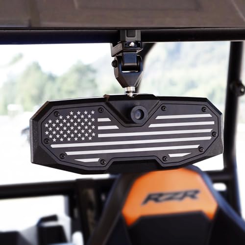 Esploratori UTV Rear View Mirror,2025 New Flag UTV Mirrors-High Density 360° Adjustable Angle for 1.5 to 2.0 in Round Roll Cage,Compatible with Polaris RZR,Pioneer SXS,Kawasaki Mule KRX,Can Am X3