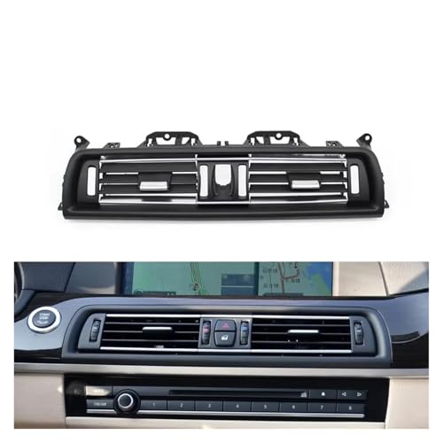 F10 F11 F18 Car Console Central Chromed Air Vent Grille Outlet Panel Cover Compatible For BMW 5 Series 520i 528i 530i 535i 64229166891(Black For F10 F11)