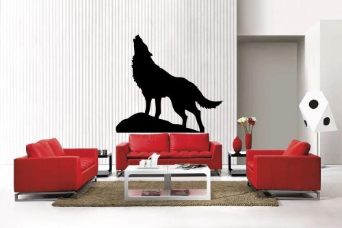 Newclew Huge Howling Wolf Silhouette Removable Vinyl Wall Decal Home Décor Large