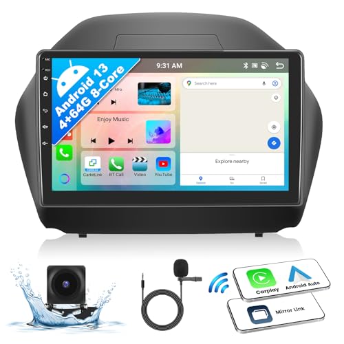 GOHHDL 4+64G/8-Core Android 13 Car Stereo for Hyundai Tucson IX35 2010-2015 Wireless CarPlay Android Auto, 10.1'' IPS Touchscreen with WiFi GPS Mirror Link Bluetooth FM RDS DSP 32EQ SWC Backup Camera