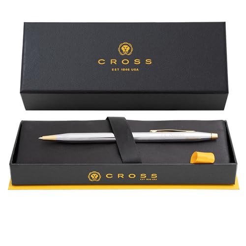 Personalized Cross Pen | Engraved Cross Classic Century Medalist Ballpoint Pen, Chrome and 23 Karat Gold Plated Trim 3302. Personalized Cross Gift Pen.