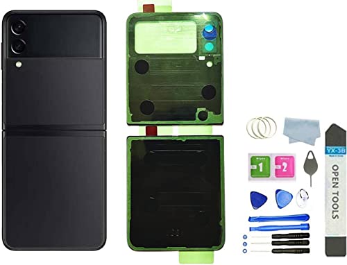 HXHN Galaxy Z Flip 4 Back Glass Replacement for Samsung Galaxy Z Flip 4 Back Cover Glass with Pre-Installed Tape and Camera Lens+Tools (Graphite)