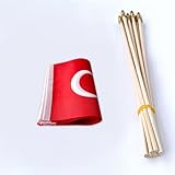 TSMD Turkey Stick Flag Turkish Small Mini Hand Held Flags,5x8 Inch,12 Pack