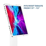 Mount-It! Universal Tablet Floor Kiosk | Theft-Deterrent Tablet Stand | Adjustable Tablet Kiosk Floor Mount for iPad, Galaxy & Surface Tablets (White)