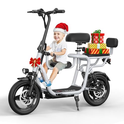 Adult Electric Scooter with Seat, Electric Scooters for Adults with 500W Peak Power Motor, 17.4mph & 20 Mile Range, E-Scooter with Seat and Dual Braking System, 14" Pneumatic Tires