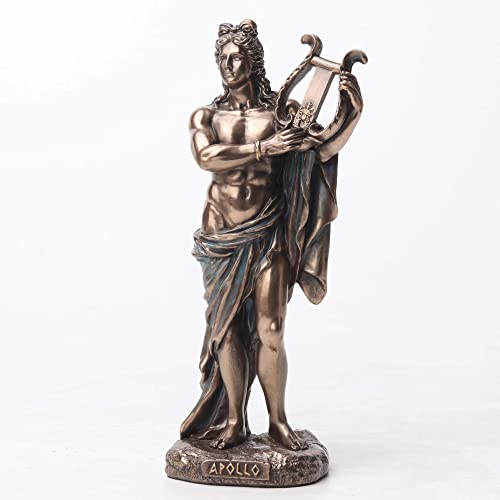 Veronese Design 6 1/4 Inch Tall Greek God Apollo Playing Lyre Cold Cast Resin Bronze Finish Sculpture