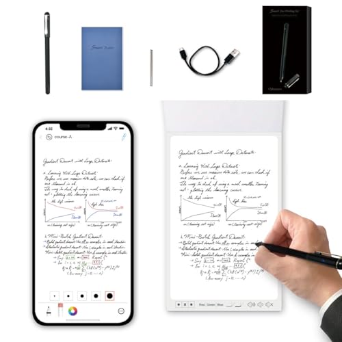 Ophayapen Smart Pen+Mini Notebook, Digital Pen Real-time Sync for Digitizing, Storing, and Sharing Notes, Ideal Smart Pen for Note Taking, Drawing, Classroom, Offices, Compatible with Android and iOS