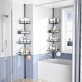 Aitatty Corner Shower Caddy Tension Pole: 4tier Adjustable Rustproof Bathroom Organizer Shelves - Bathtub Shampoo Rack 43.5-120 inch