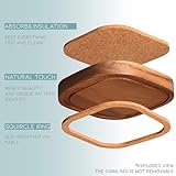 Acacia Wood Coasters for Drinks, 4.13 Inch, Set of 6, Squircles Insulation and Absorbent Cork Stackable Cup Holder, Rustic Coasters for Coffee Table, Designed by S1EGAN